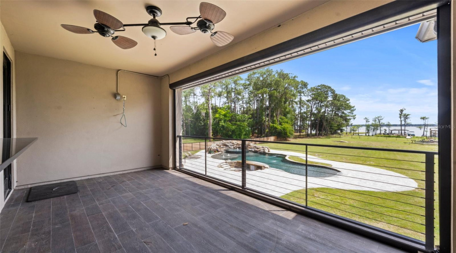 Private Loft Balcony Behind Wet Bar.