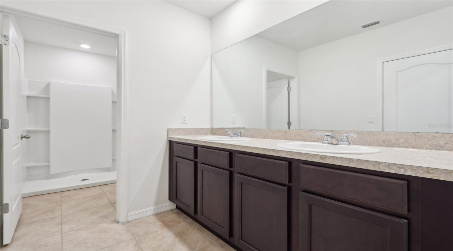 Master Bathroom With Dual Sinks