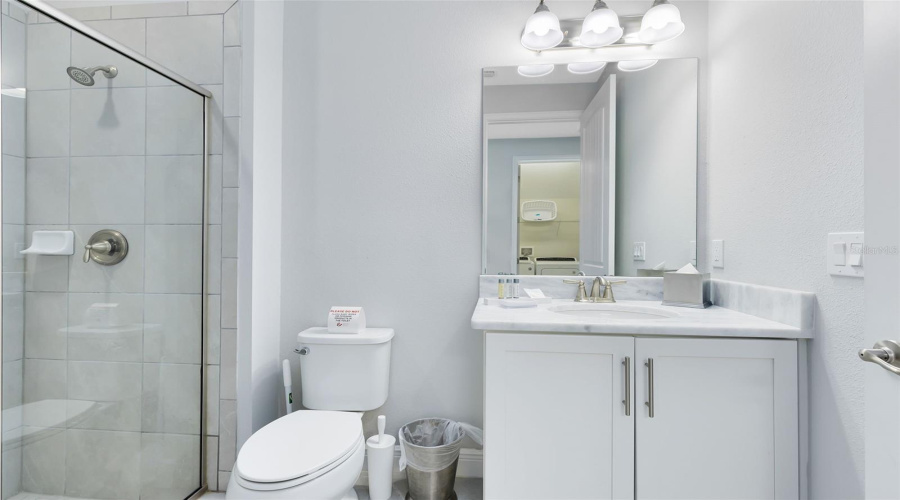 Bathroom outside of downstairs bedroom