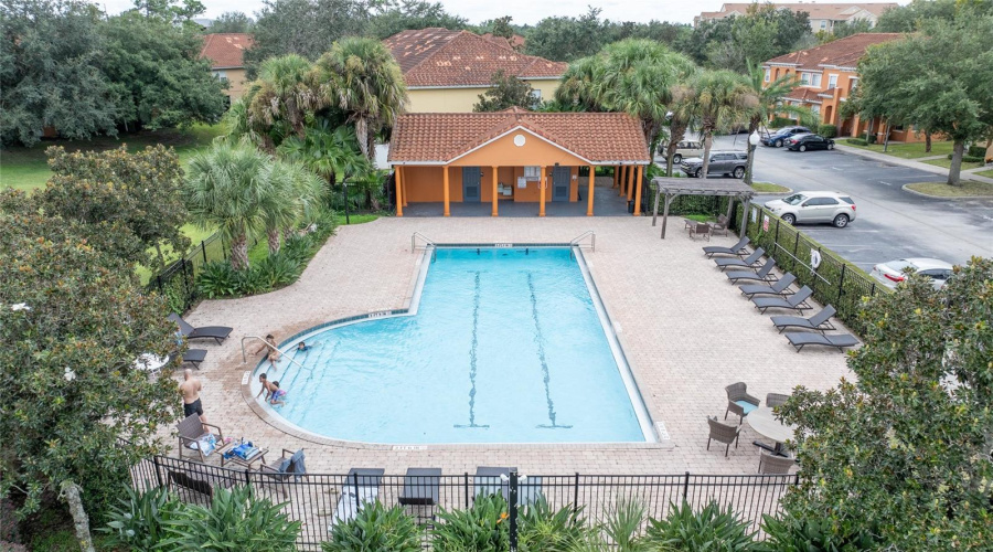 Large Community Pool With Cabana