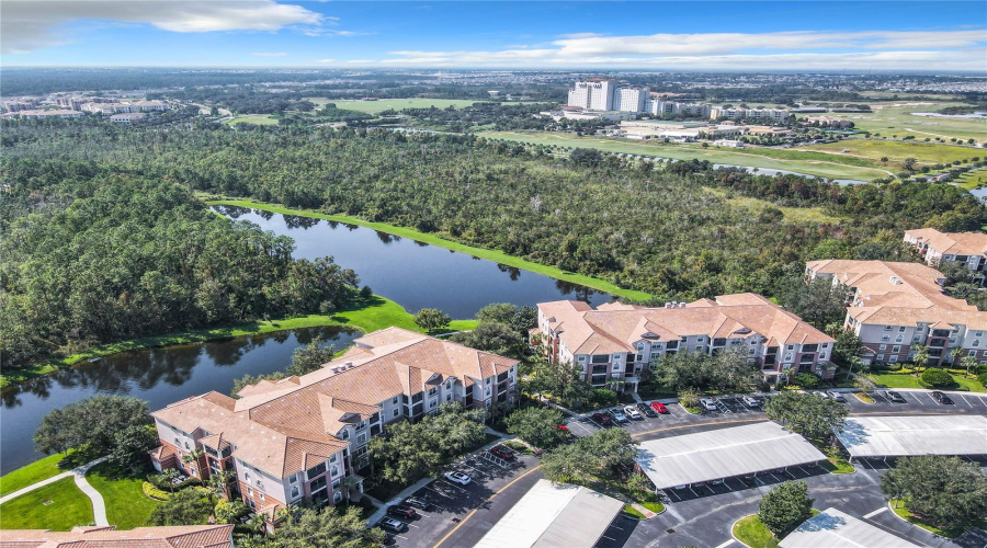 Aerial View Seeing The 8298 Building With The Omni Hotel And Championsgate Golf Course In The Background.