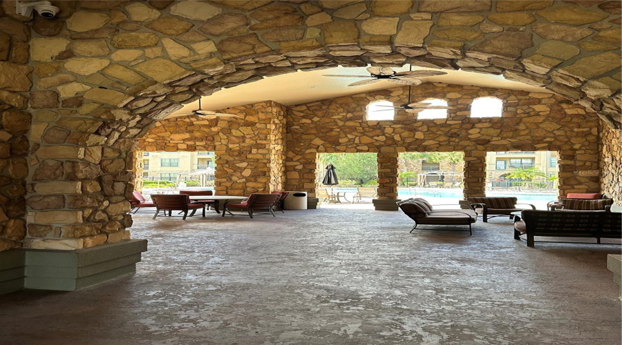 Covered area by pool