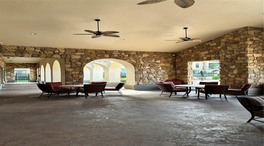Covered area by pool