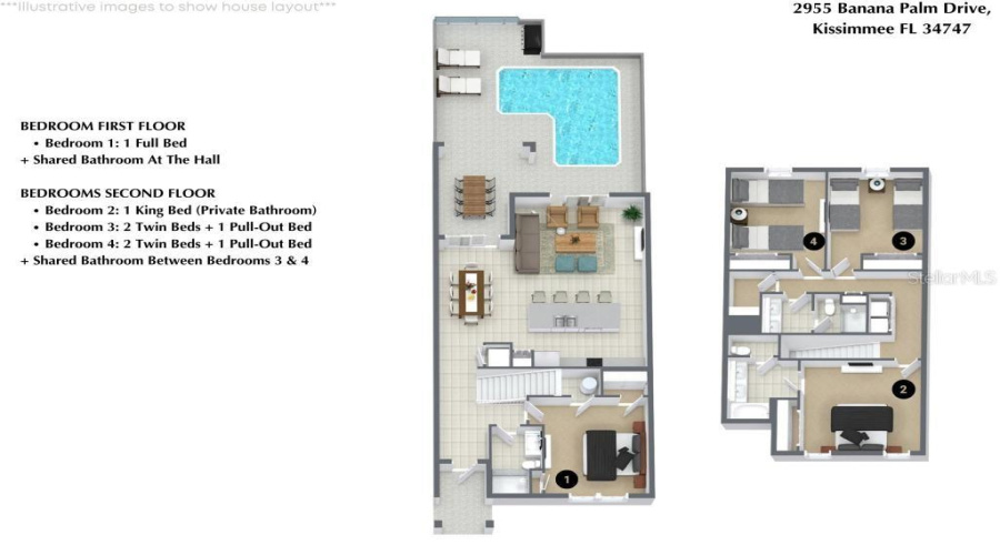KISSIMMEE, Florida 34747, 4 Bedrooms Bedrooms, ,3 BathroomsBathrooms,Residential,For Sale,BANANA PALM,0,MFRO6253485