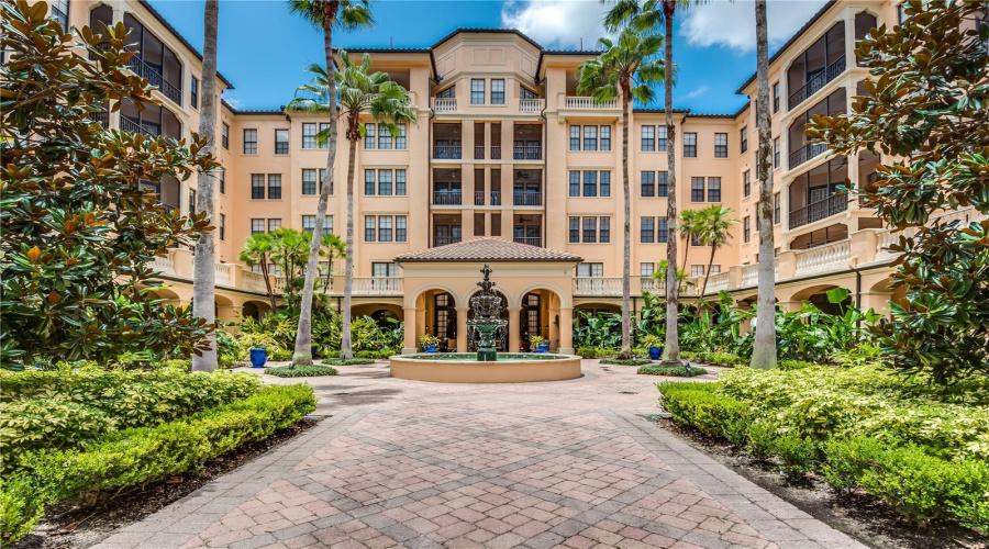 Palm Courtyard And Fountain