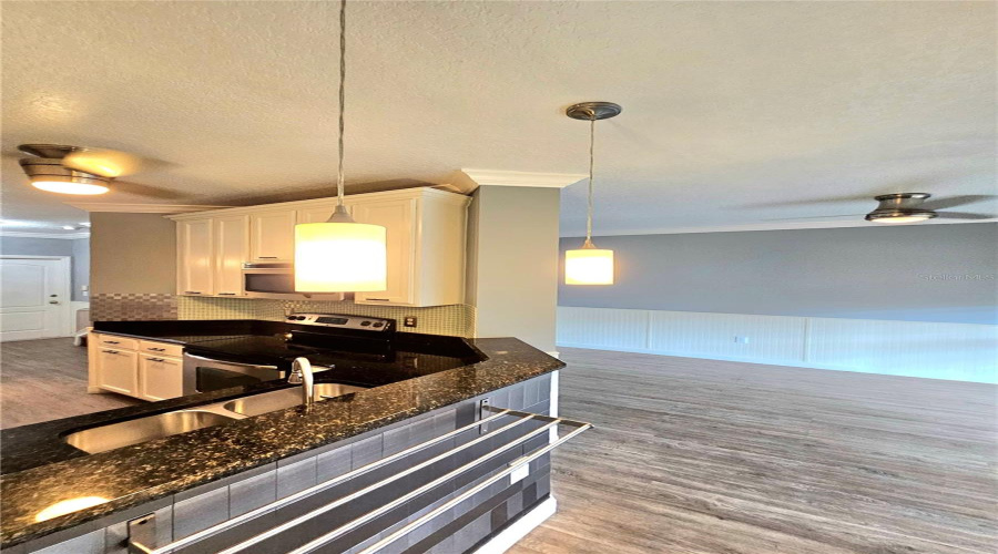 Breakfast Bar &Amp; Living Room From Dining Room