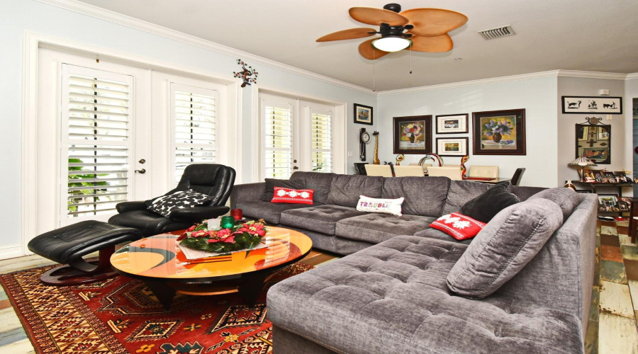 Living Room With French Doors To Patio