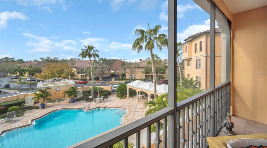 Screened Balcony With Gorgeous Pool View