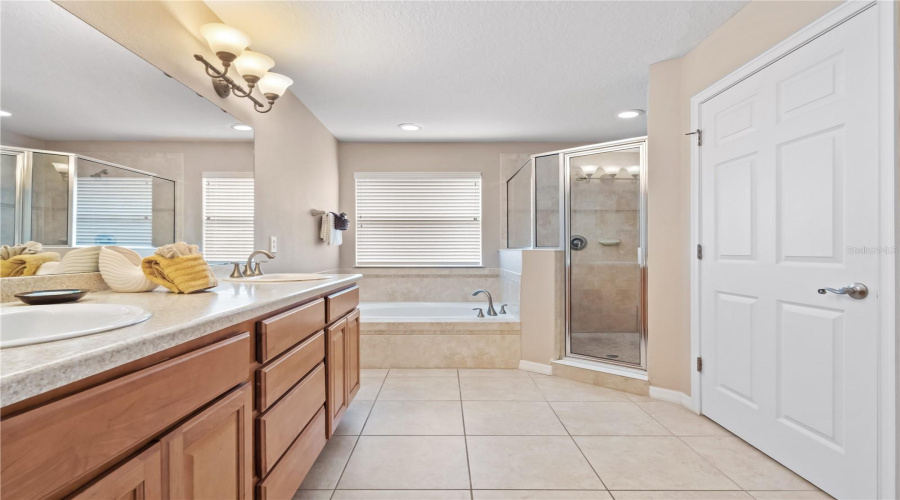 Primary Bath With Garden Tub And Walk In Shower