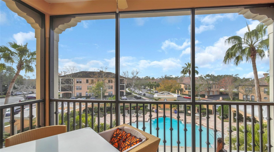 Screened Balcony With Gorgeous Pool View