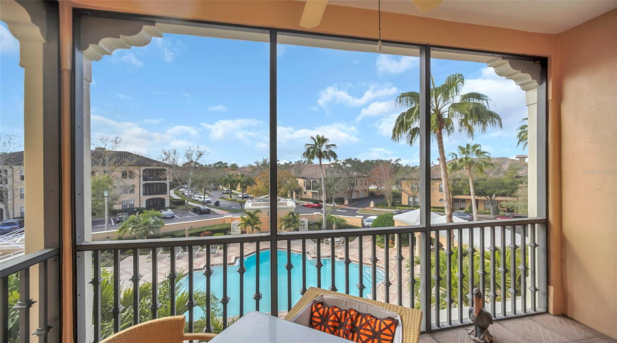 Screened Balcony With Gorgeous Pool View