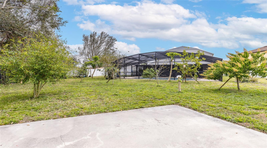 Backyard View Of Home & Pool Screen Enclosure (2022) - Guava Tree & More.