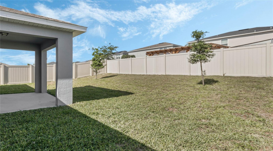 Privacy fenced in backyard