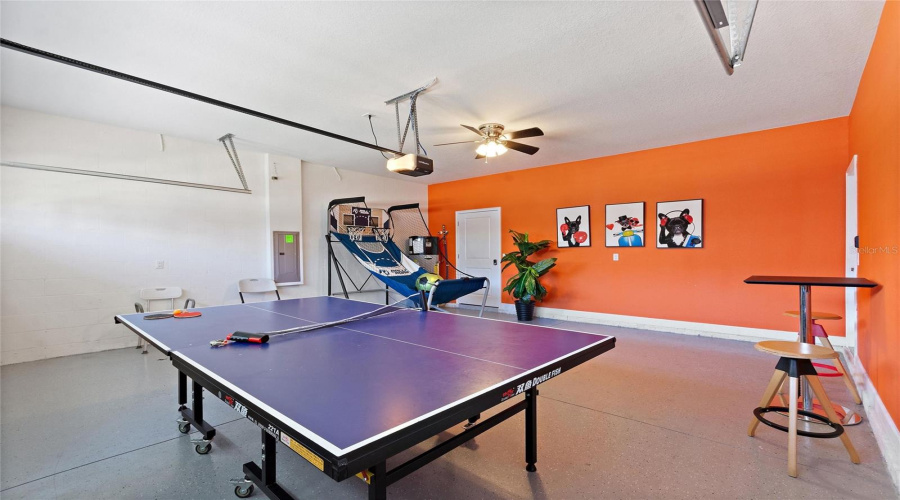 Game room in garage