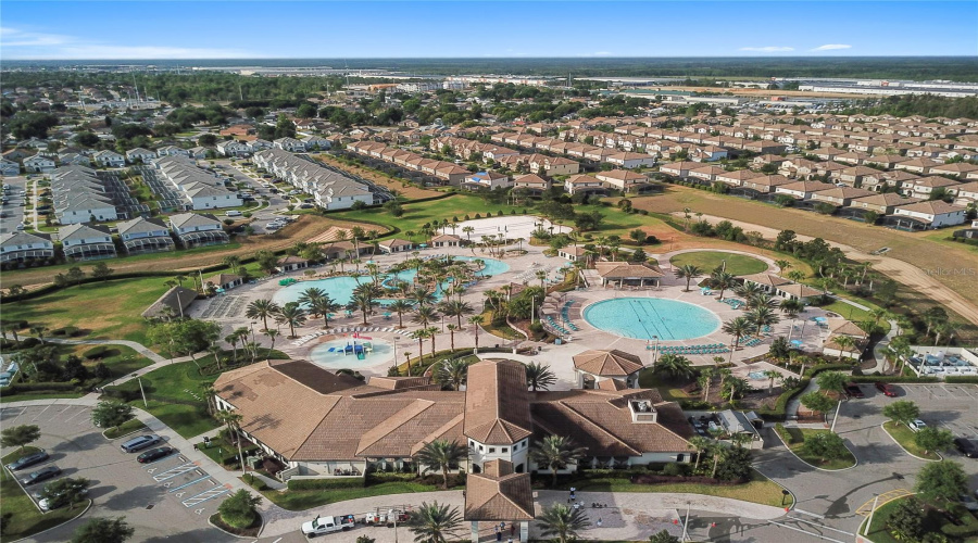 Aerial Views of clubhouse and ammenities
