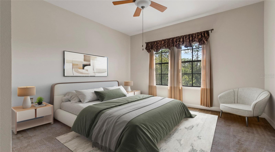 Photo Is Virtually Staged Guest Bedroom