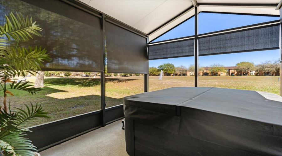 Shade Blindes Throughout The Outdoor Patio For Privacy