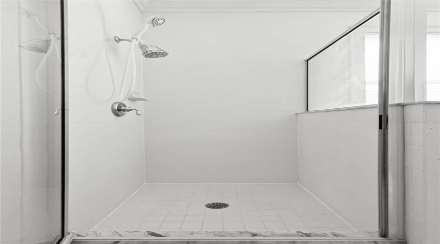 Shower stall in primary bathroom, 1st floor