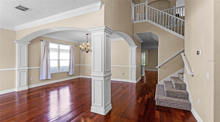 View from the foyer looking into the formal dining area