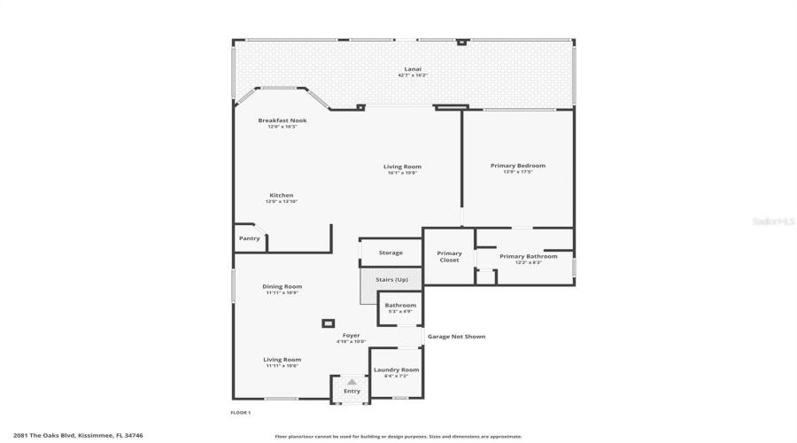 Floor plan - 1st floor (garage not shown)