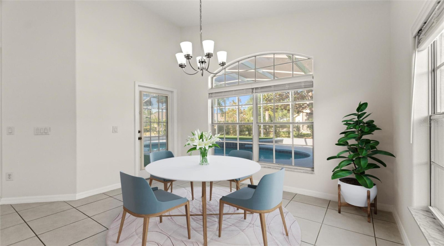 Virtually staged kitchen dining area