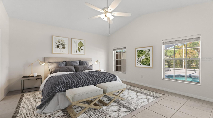 Virtually staged primary en suite bedroom