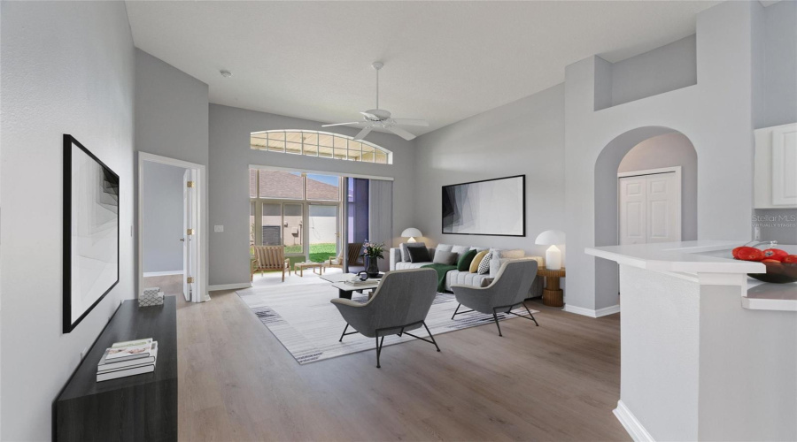 Virtually Staged Family Room & Lanai