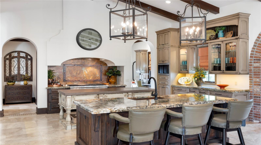 Chef's kitchen with double island