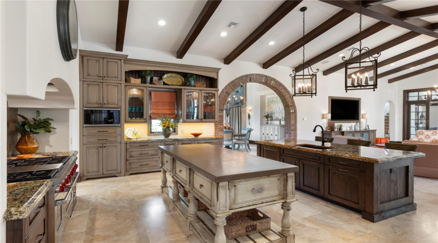 Chef's kitchen with double island