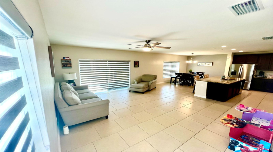 Great room, dinning room and kitchen.