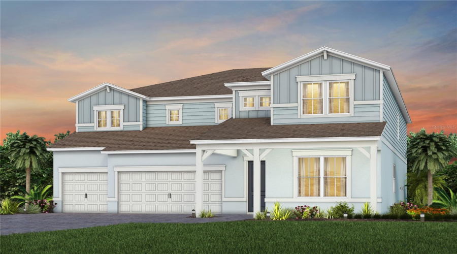 Exterior Design. Artistic Rendering For This New Construction Home. Pictures Are For Illustrative Purposes Only. Elevations, Colors And Options May Vary.