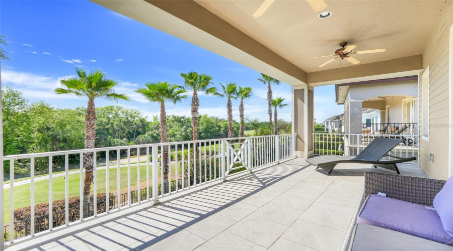 Balcony From The Main Bedroom Upstairs Overlooks The Golf Course In The Backyard