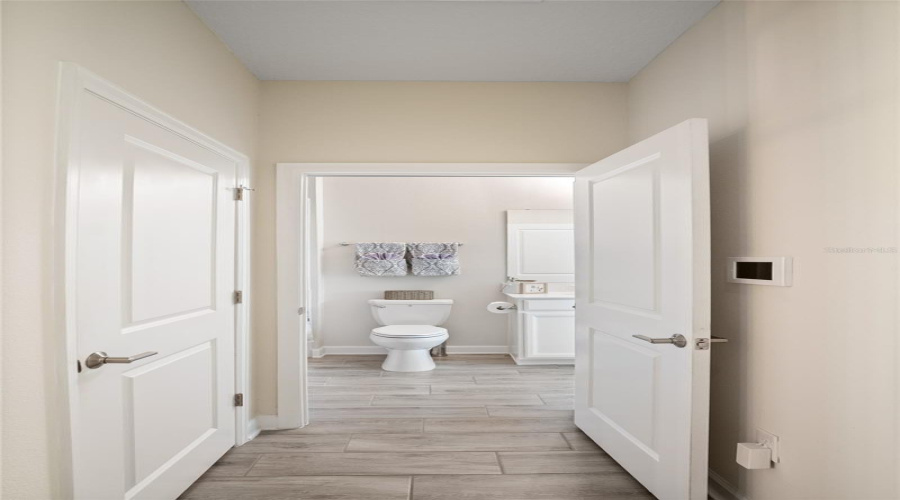 Looking At The Guest Bathroom From The Hallway.