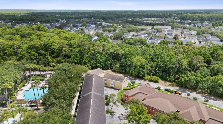 Ariel View Of The Garage Entry And Towards Downtown