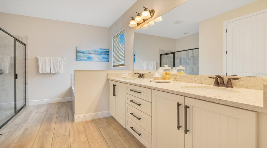 Dual Sinks, Oversized Shower