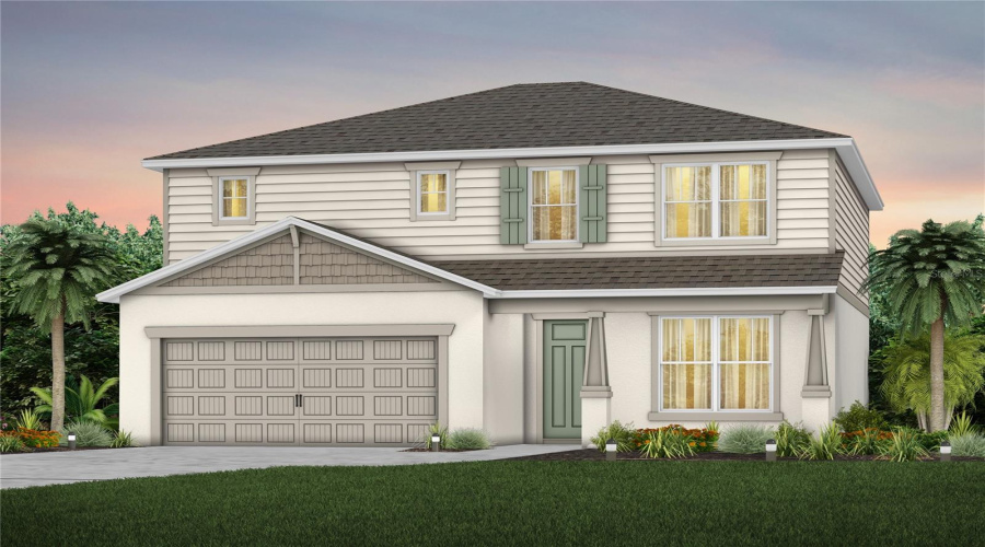 Exterior Design. Artistic Rendering For This New Construction Home. Pictures Are For Illustrative Purposes Only. Elevations, Colors And Options May Vary.