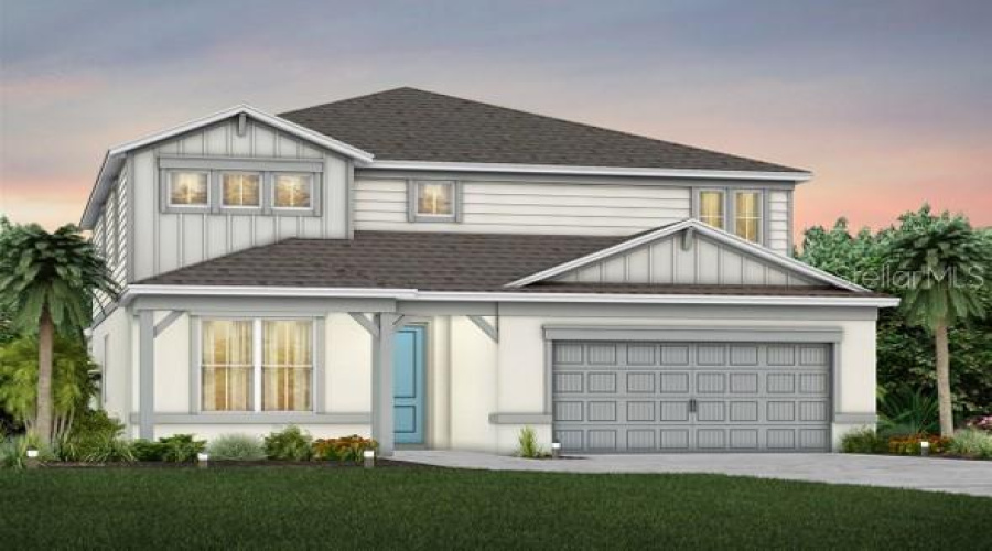 Exterior Design. Artistic Rendering For This New Construction Home. Pictures Are For Illustrative Purposes Only. Elevations, Colors And Options May Vary.