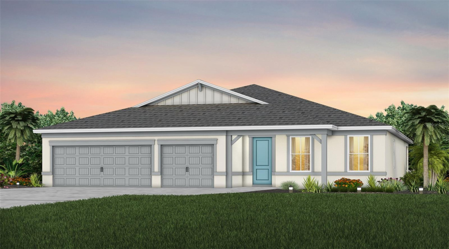 Exterior Design. Artistic Rendering For This New Construction Home. Pictures Are For Illustrative Purposes Only. Elevations, Colors And Options May Vary.