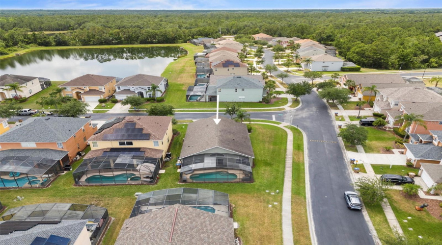 Another overhead view of the home from the back