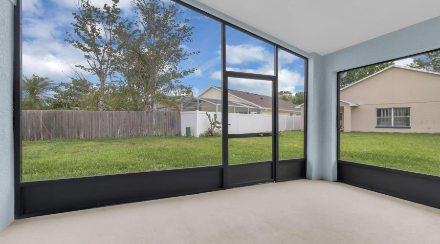 Covered screened back porch