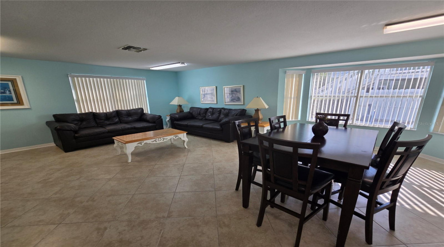 Clubhouse #1: interior seating, tables, games, books, etc.
