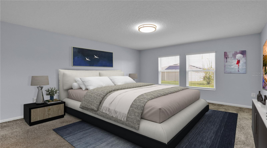 Spacious master suitevirtually staged