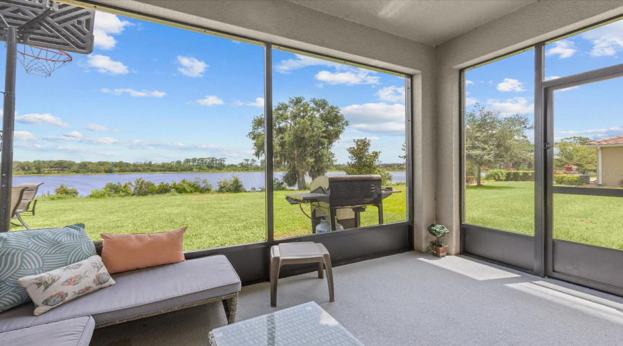 Screened Lanai with gorgeous lake view