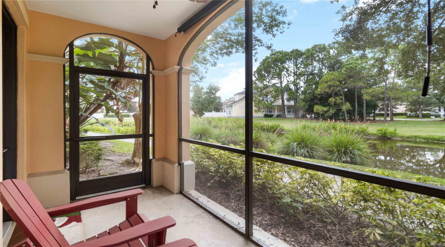 Back porch over looks the canal