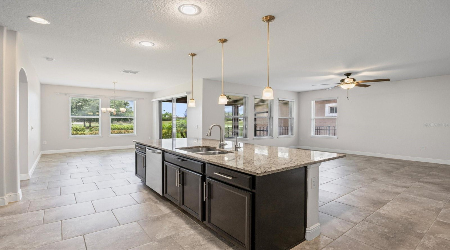 Open to Dining and Family rooms