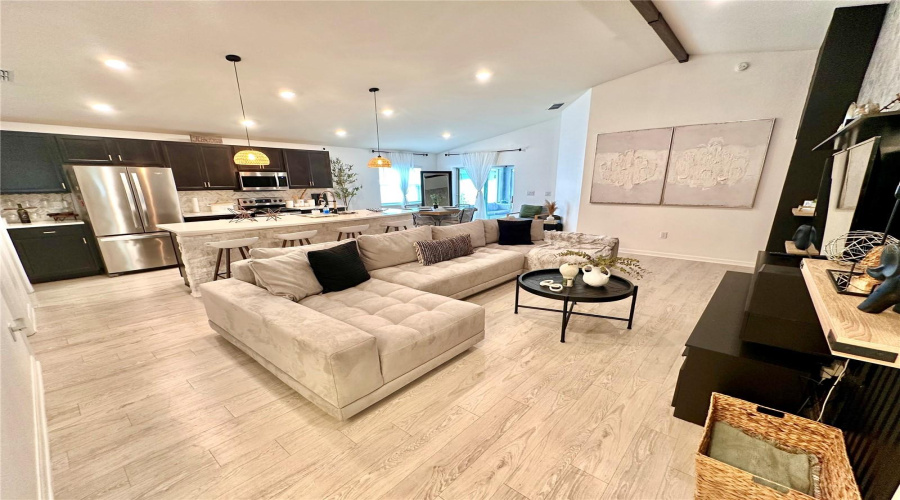 Living room and kitchen view from foyer