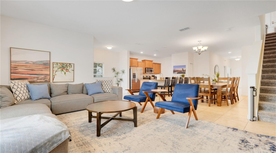 comfortable open concept living room