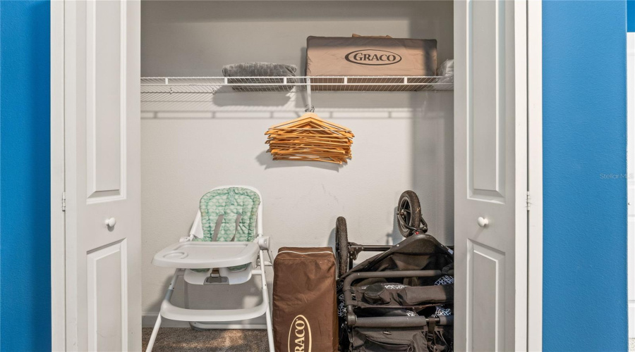 Owner's closet with baby equipment