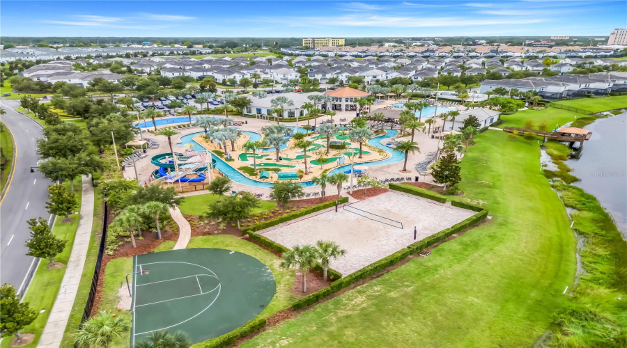 Aerial view Storey Lake clubhouse amenities