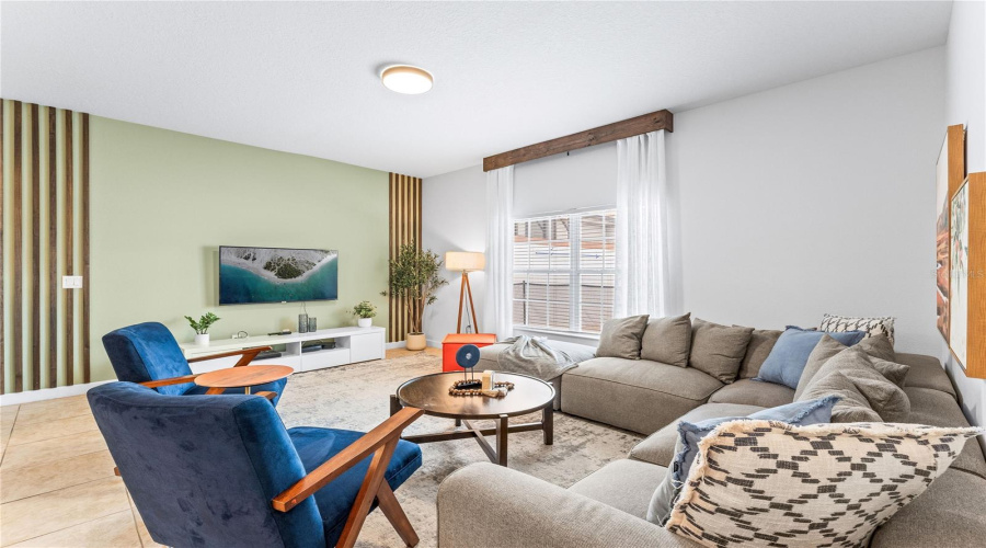 comfortable open concept living room